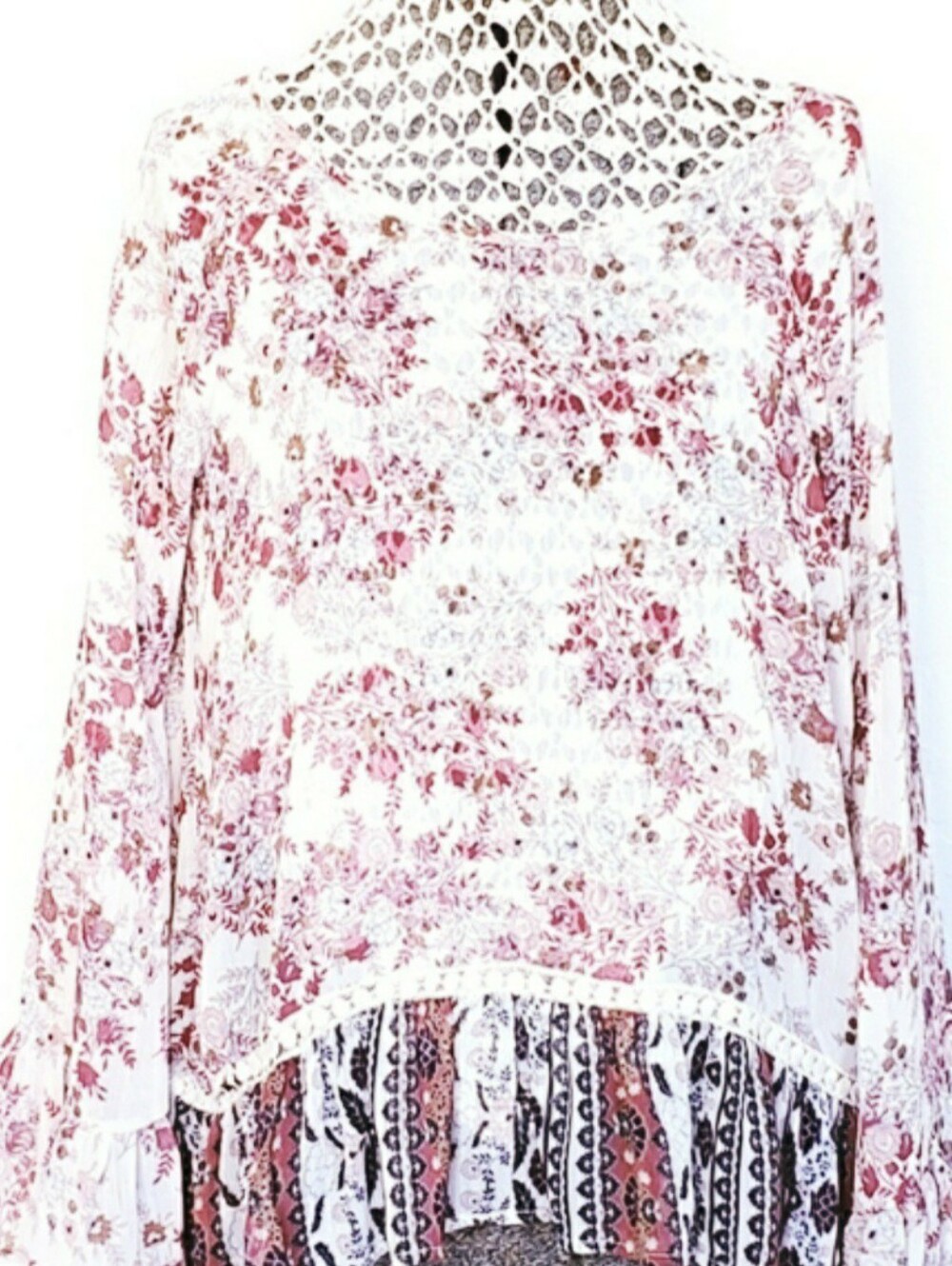 Boho Floral Peplum Tunic Top Blouse